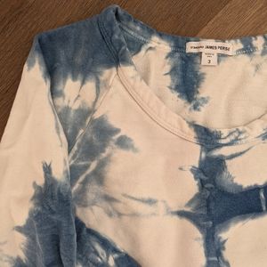 James Perse Tie Dye Indigo Cropped crew neck sweatshirt